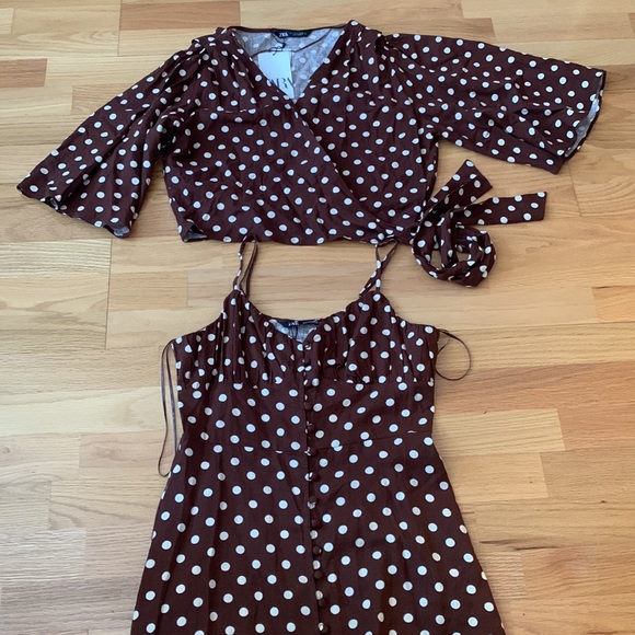 ZARA 🤎Polka dot tie top🤎 NWT - Picture 7 of 16